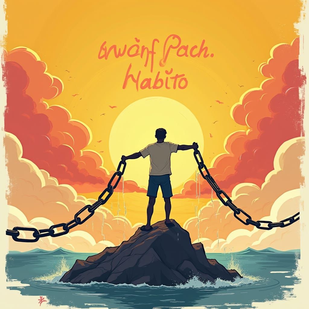 Break Free From Bad Habits: Sunrise of Change Illustration