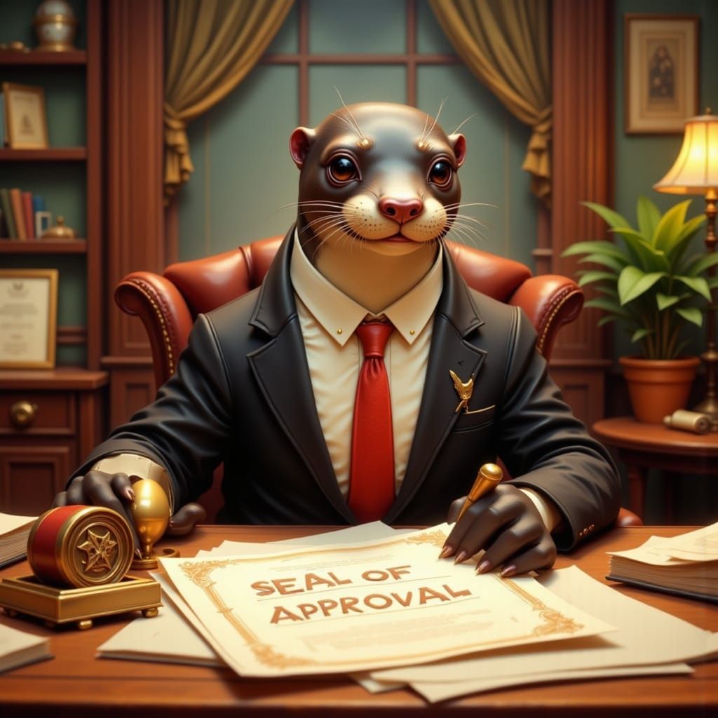 Seal of Approval in Pixar-Style 3D Rendering