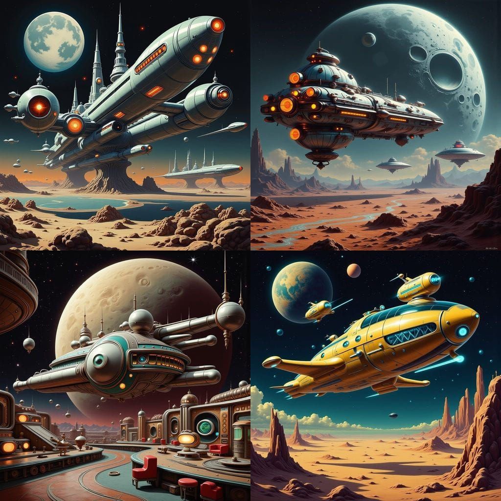 Galactic Oasis in Retro Sci-Fi Style