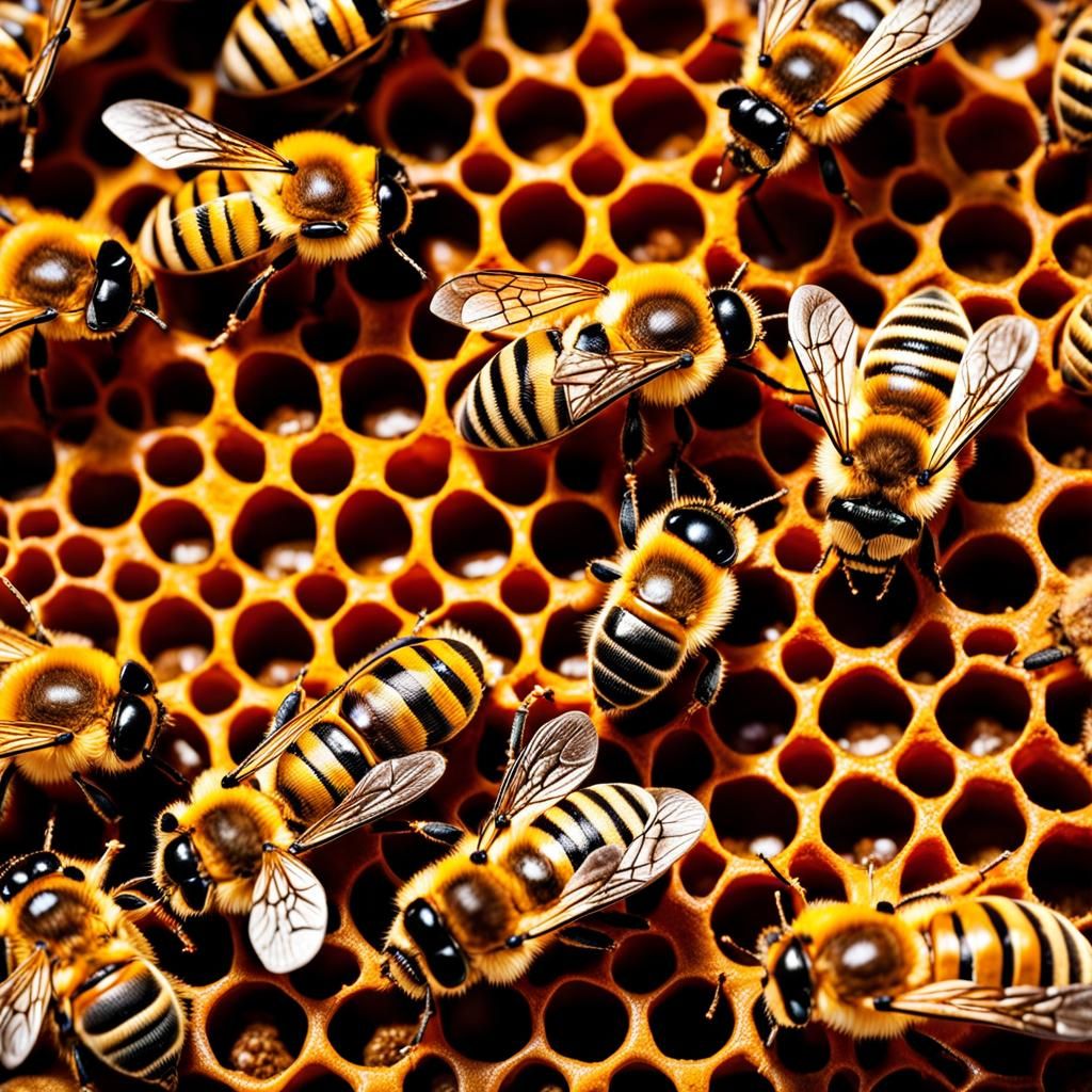 Create honey comb where funny honey bees are sleeping.