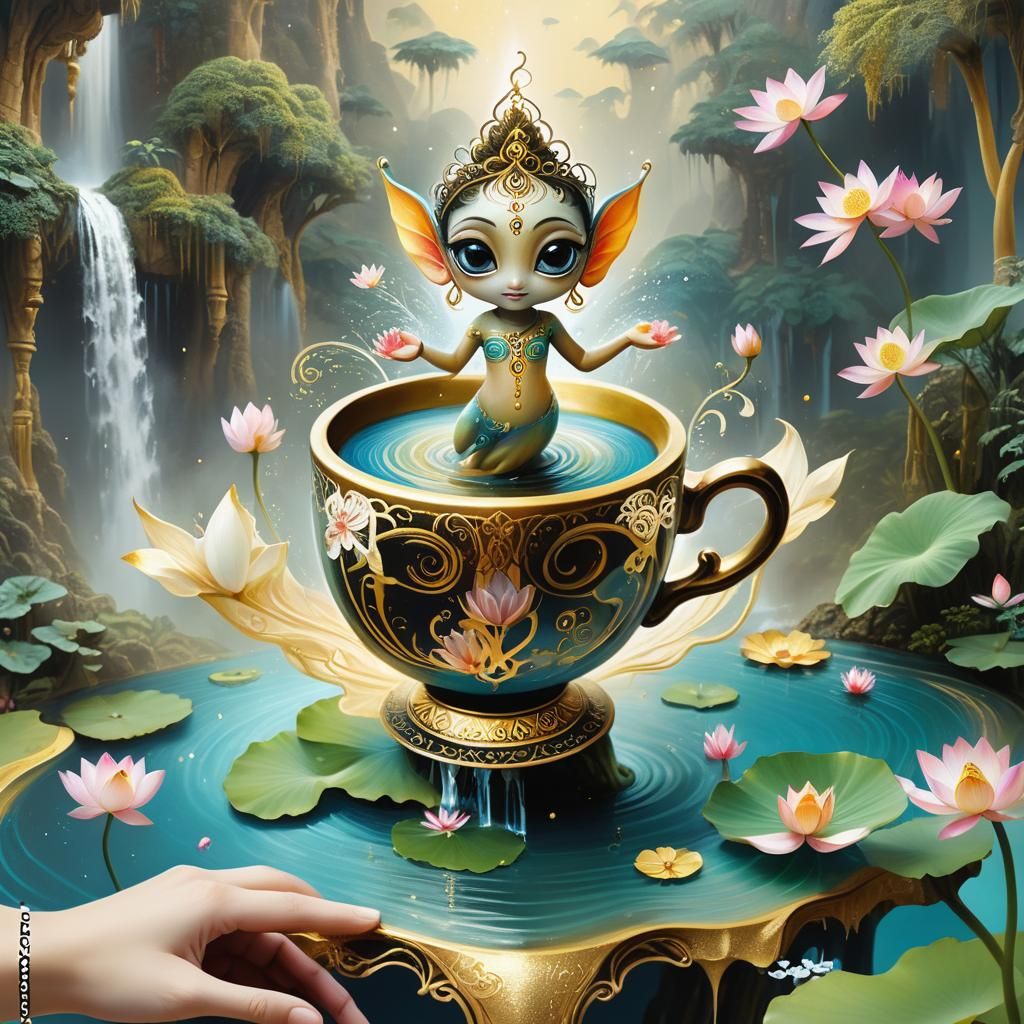 Genie Spirit in Oasis Cup: Surreal Double Exposure