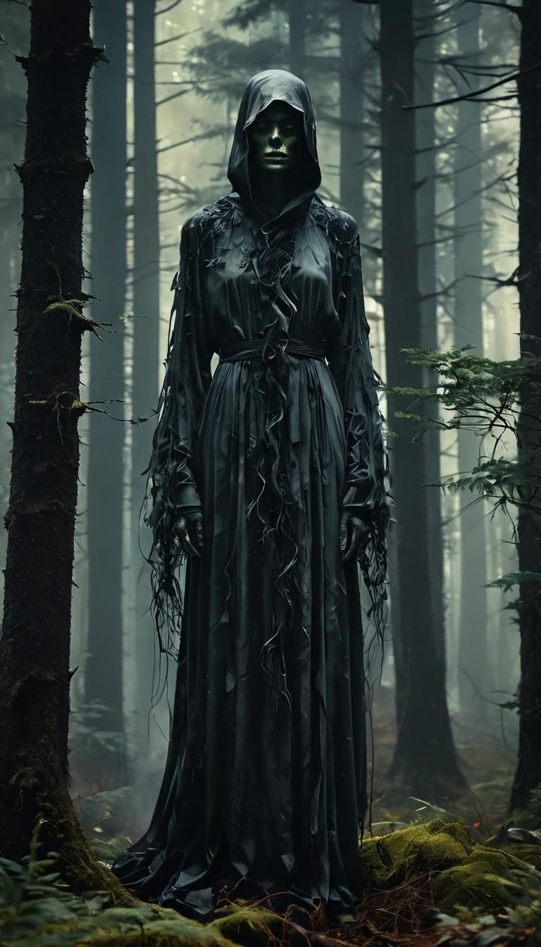 Dark Forest Encounter in a Cyberpunk Aesthetic