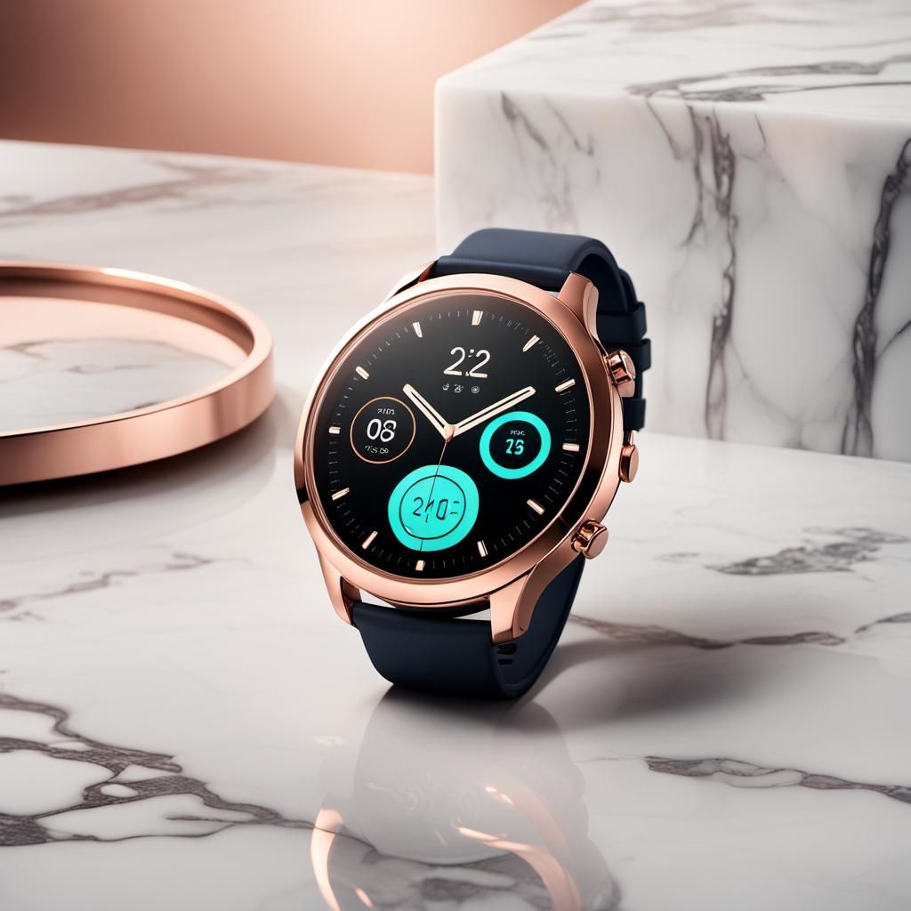 Rose Gold Smartwatch on Marble Surface