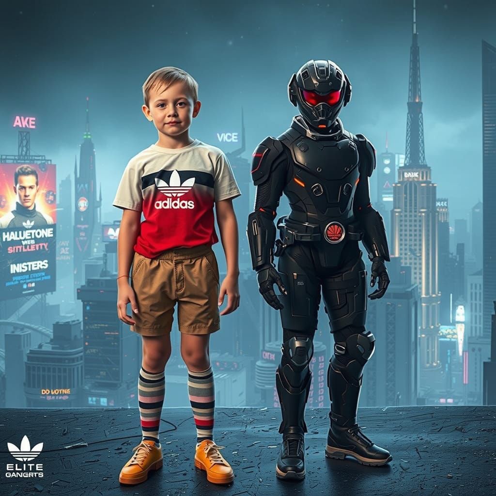 Futuristic Supersoldier in Cyberpunk Cityscape