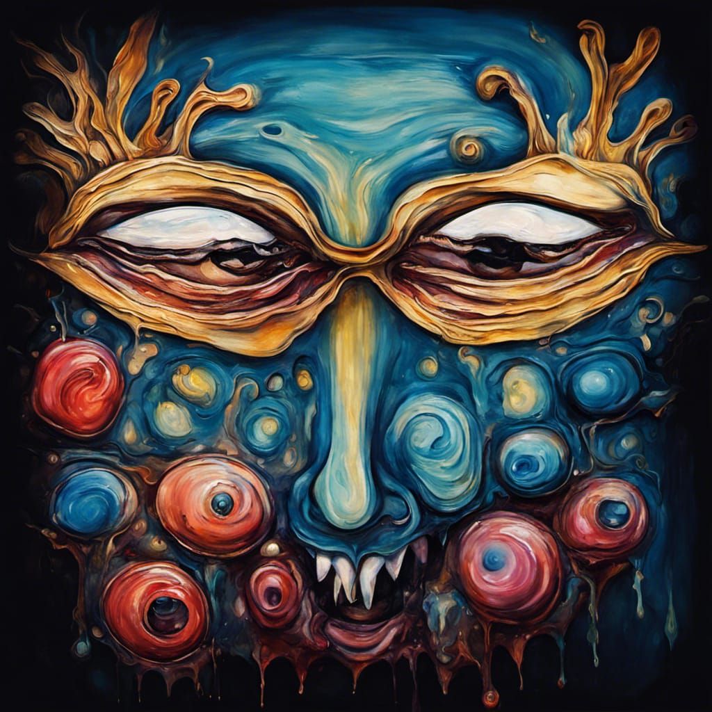 Surreal Melting Monster Mug Oil Painting