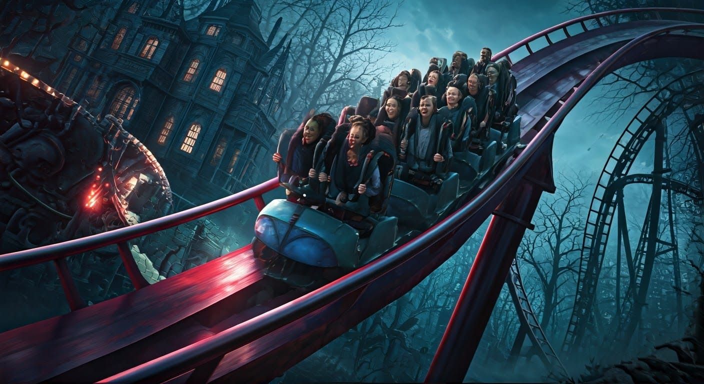 Horror Coaster Thrill Ride in Dark Surrealism