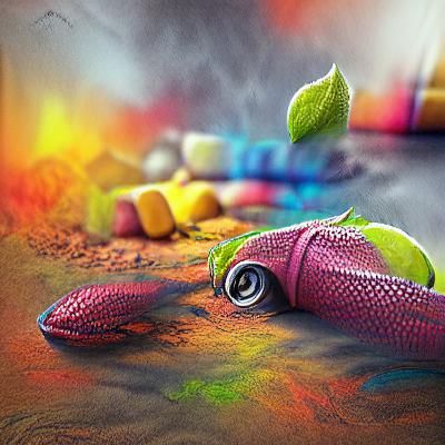 Colorful Chameleon in Detailed Matte Painting