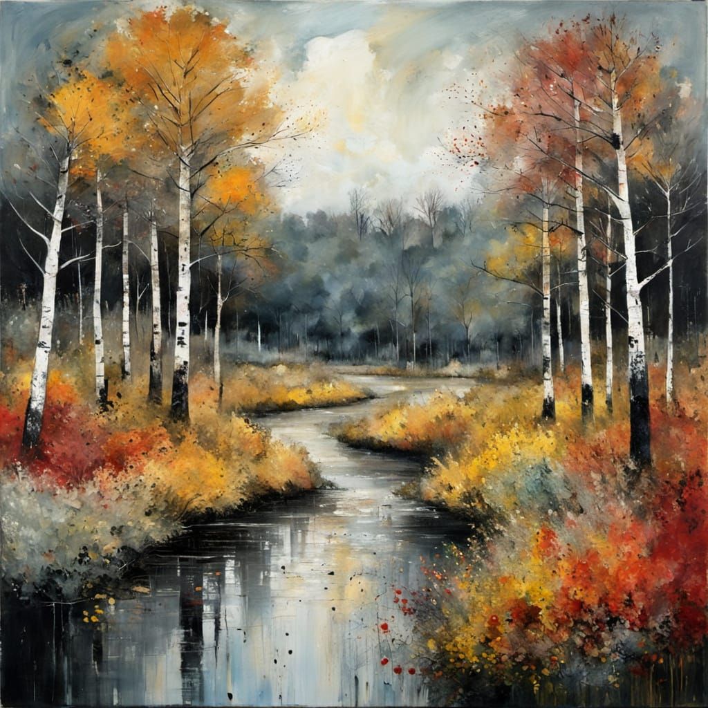 Expressionist Painting of Echoes and Silences in Autumn