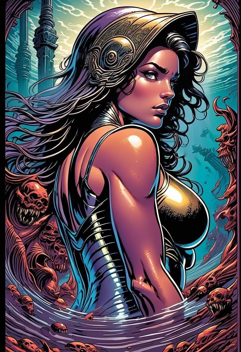 Warrior in Abyssal Femininity Comic Art