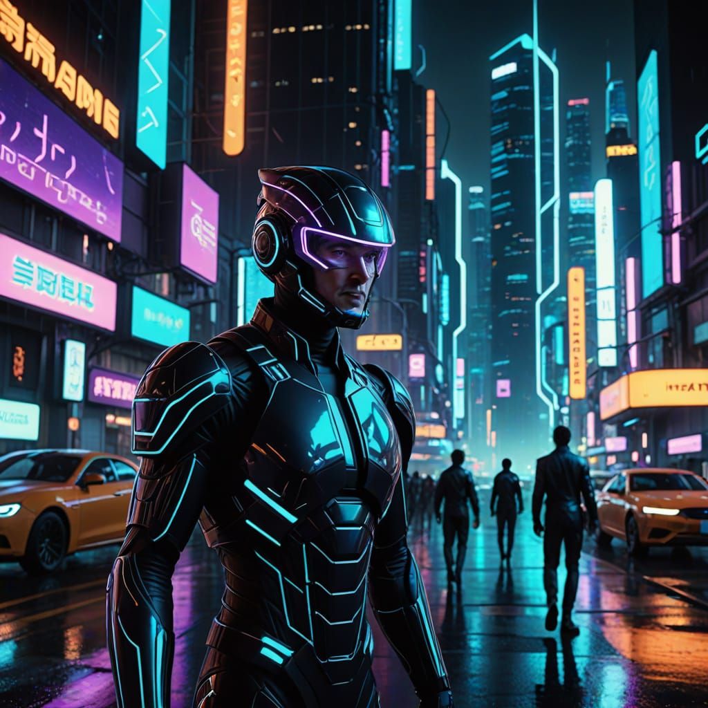 Neon Metropolis in TRON Legacy Style