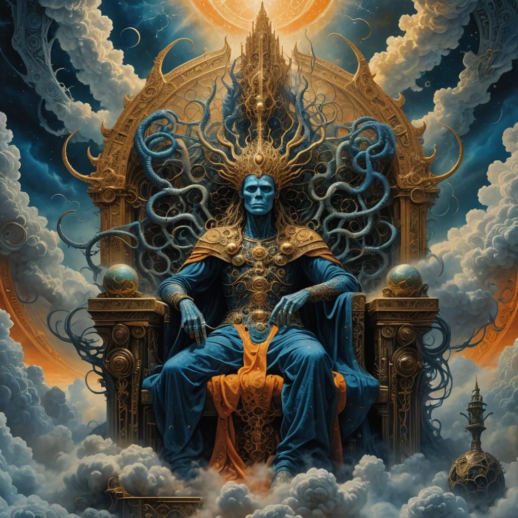 Divine Being on Celestial Throne: Hyper-Realistic Concept Ar...