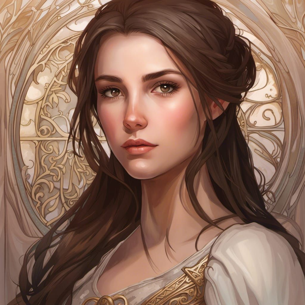 Fantasy Princess Portrait in Art Nouveau Style