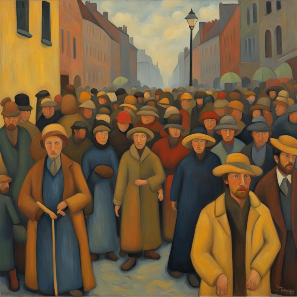 Street Protest in Synthetist Style