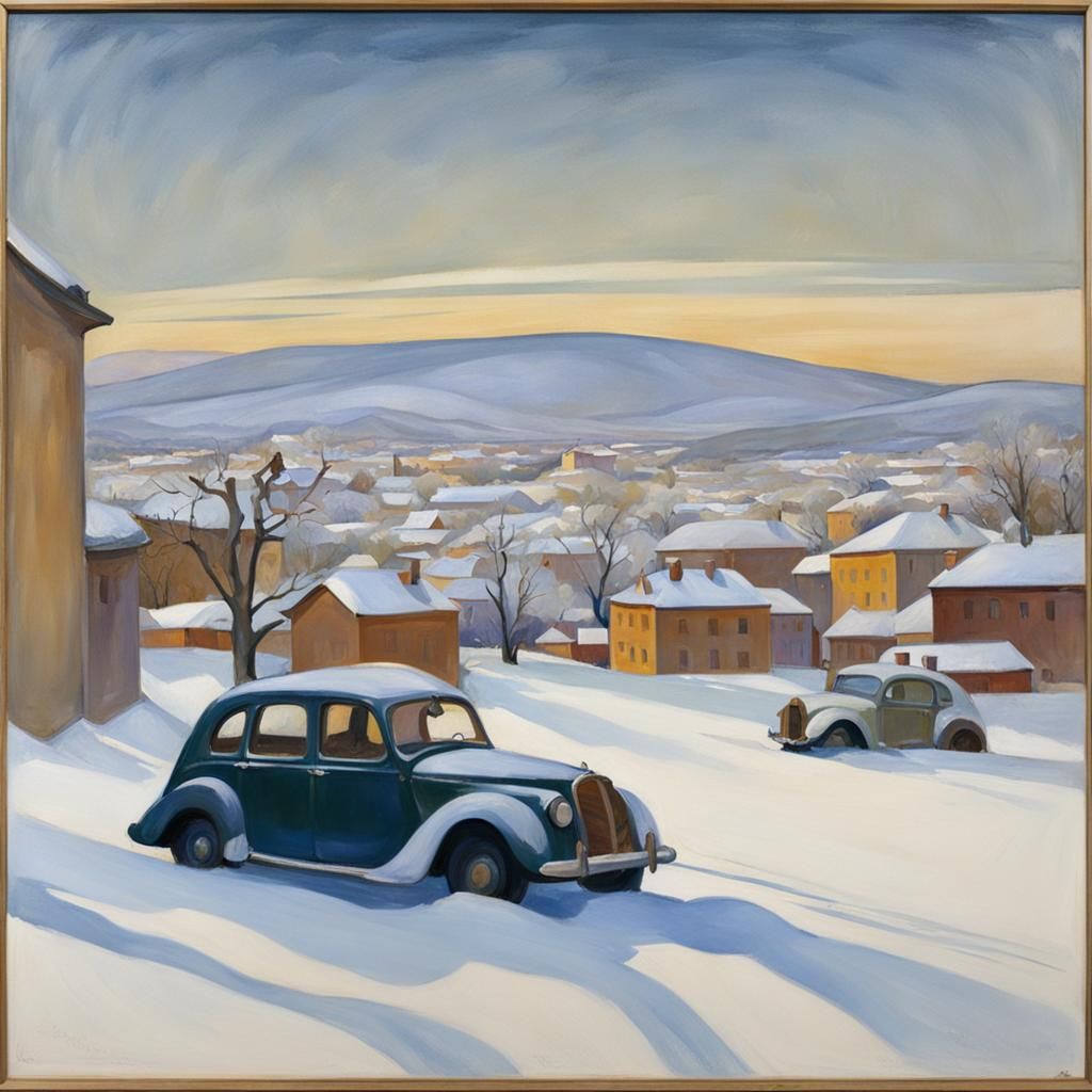 Girls in Car Snow Globes, Evoking Serebriakova and Rothko