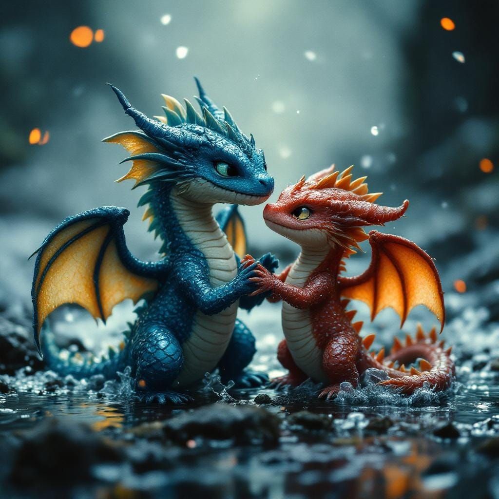 Elemental Dragons Play in Cinematic Warmth