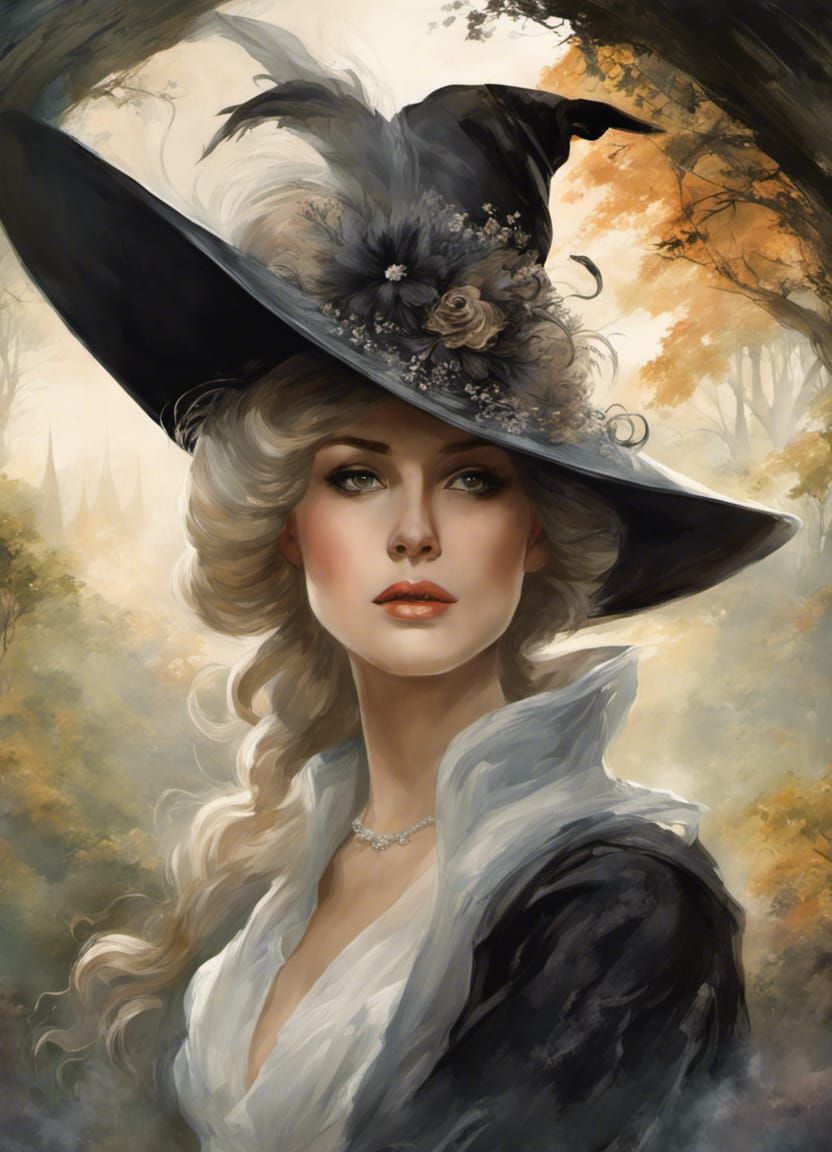 Regal Witch Portrait in Vintage Style