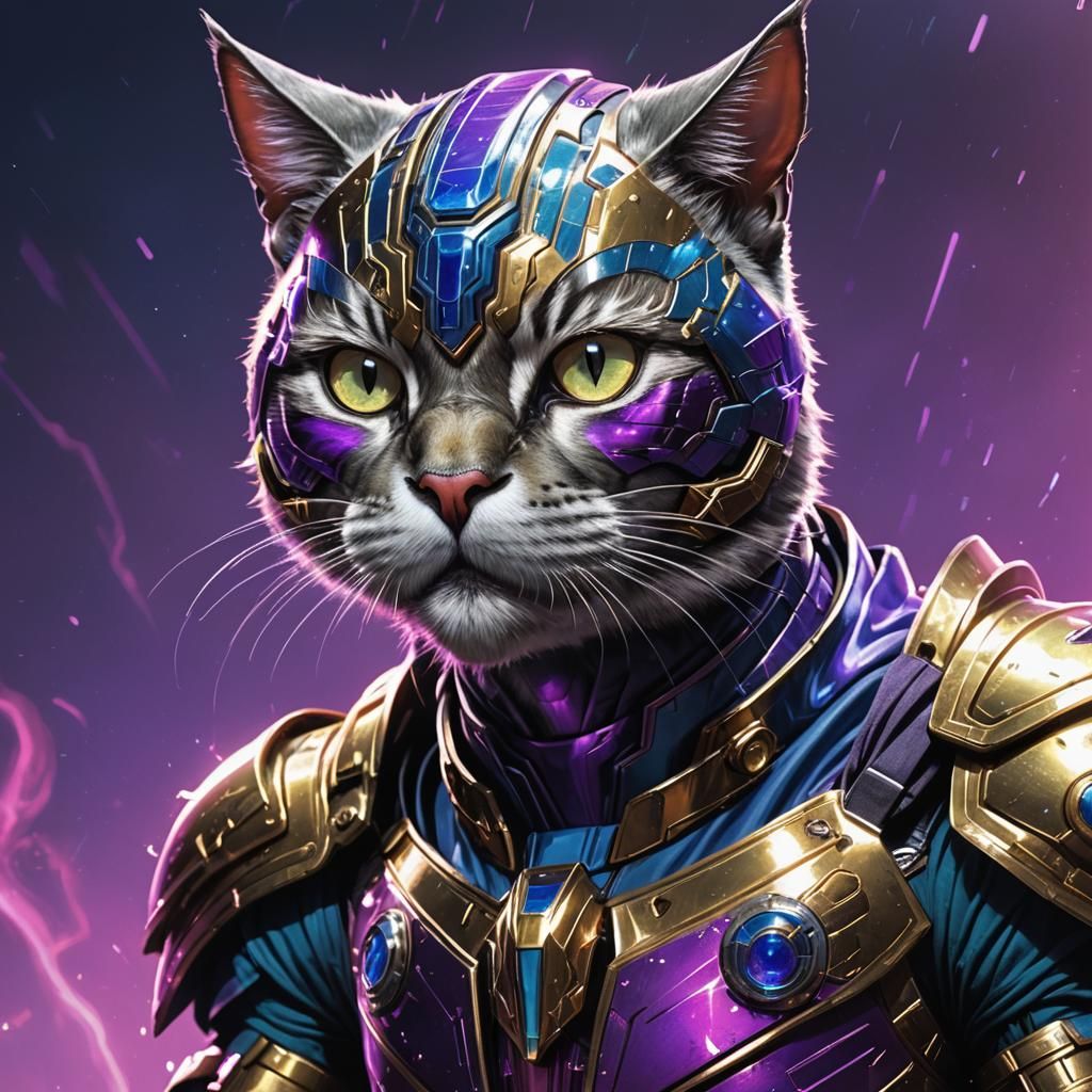 Glorious Cyberpunk Feline Villain
