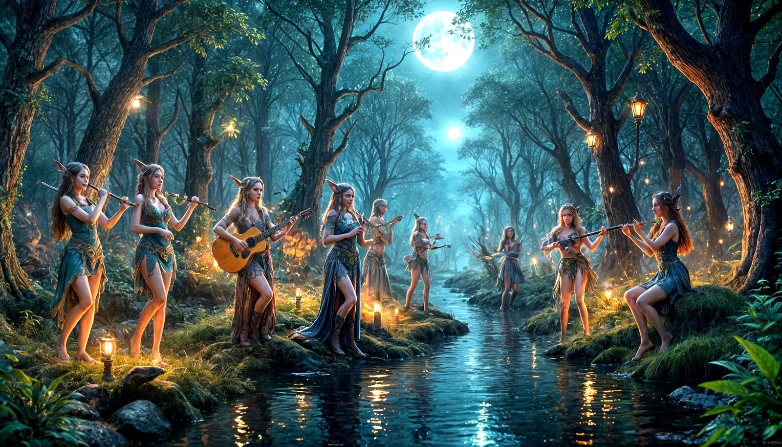 Hyperrealistic Twilight Realm of Mythical Sounds