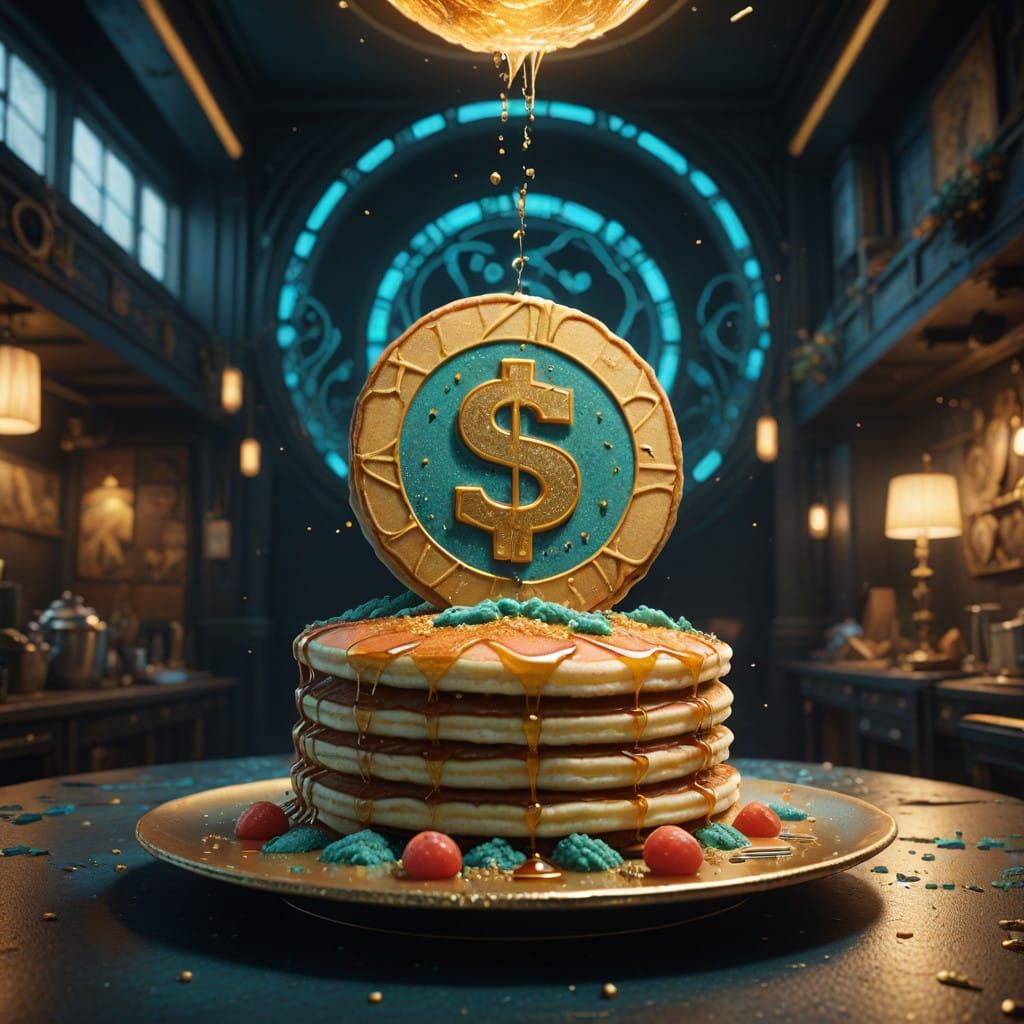 Luxurious Fantasy Pancake in Golden Splendor