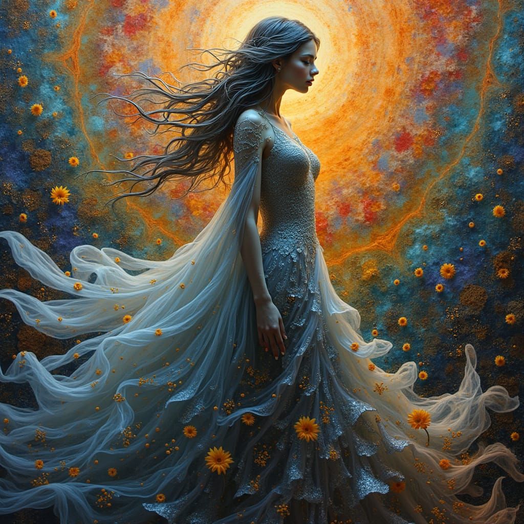 Ethereal Feminine Figure in Surrealist Psychedelic Style