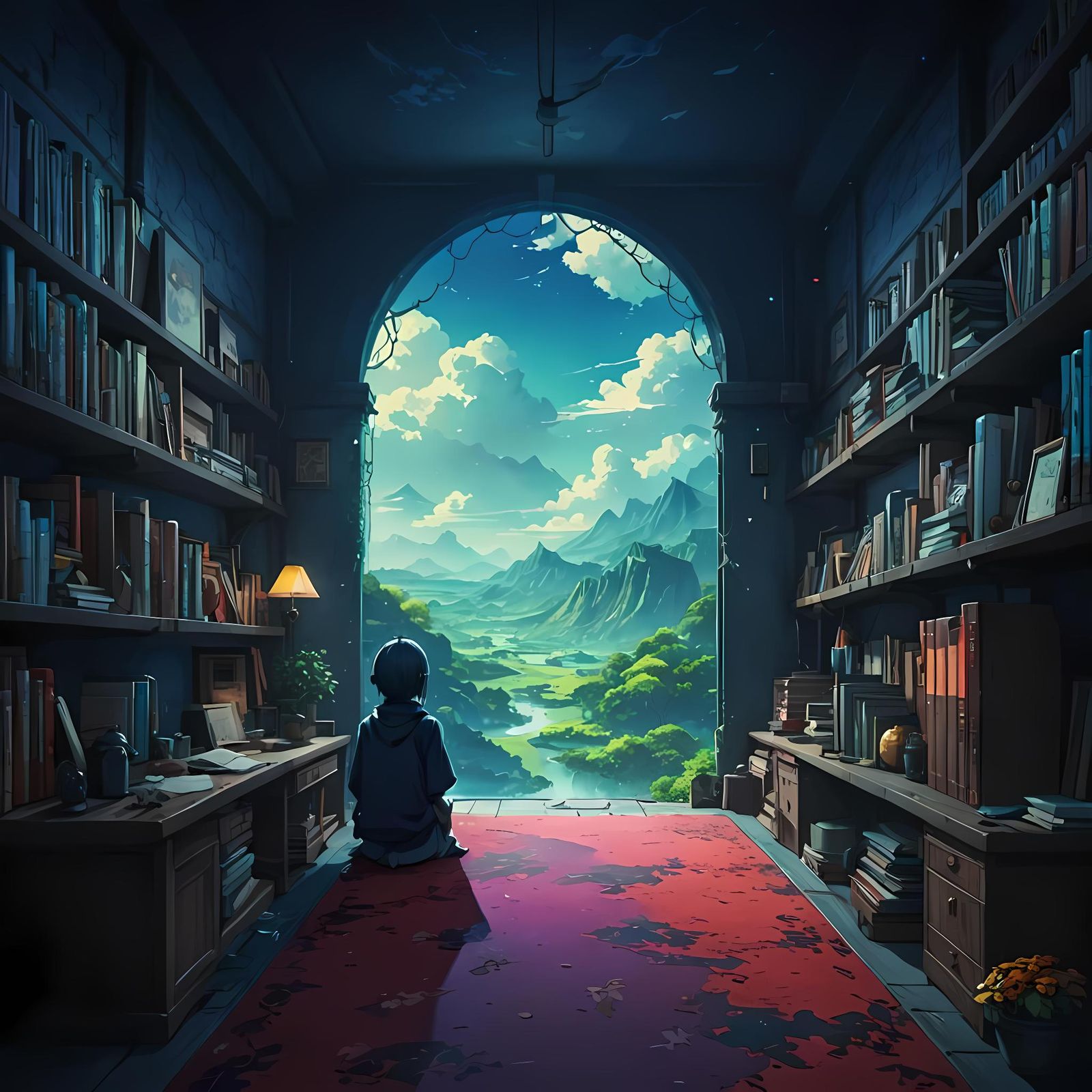 Vivid Anime Concept Art with Dreamlike Colors