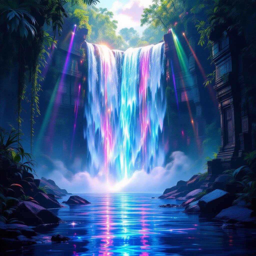 Gigantic Laser Waterfall in Ancient Jungle