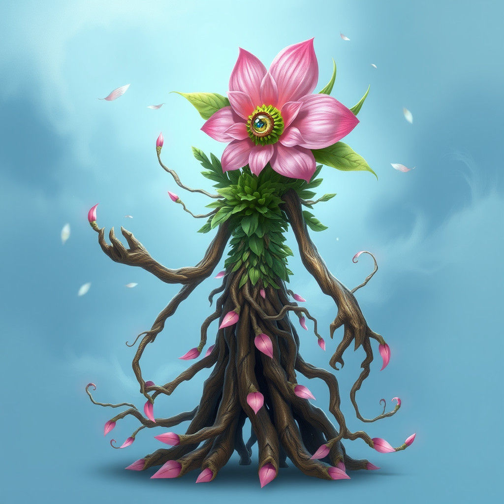 Plant Creature with Flower Head and Glowing Eye