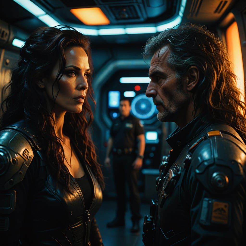 Heavy Metal Smugglers Confronted by the Law in a Cosmic Sett...