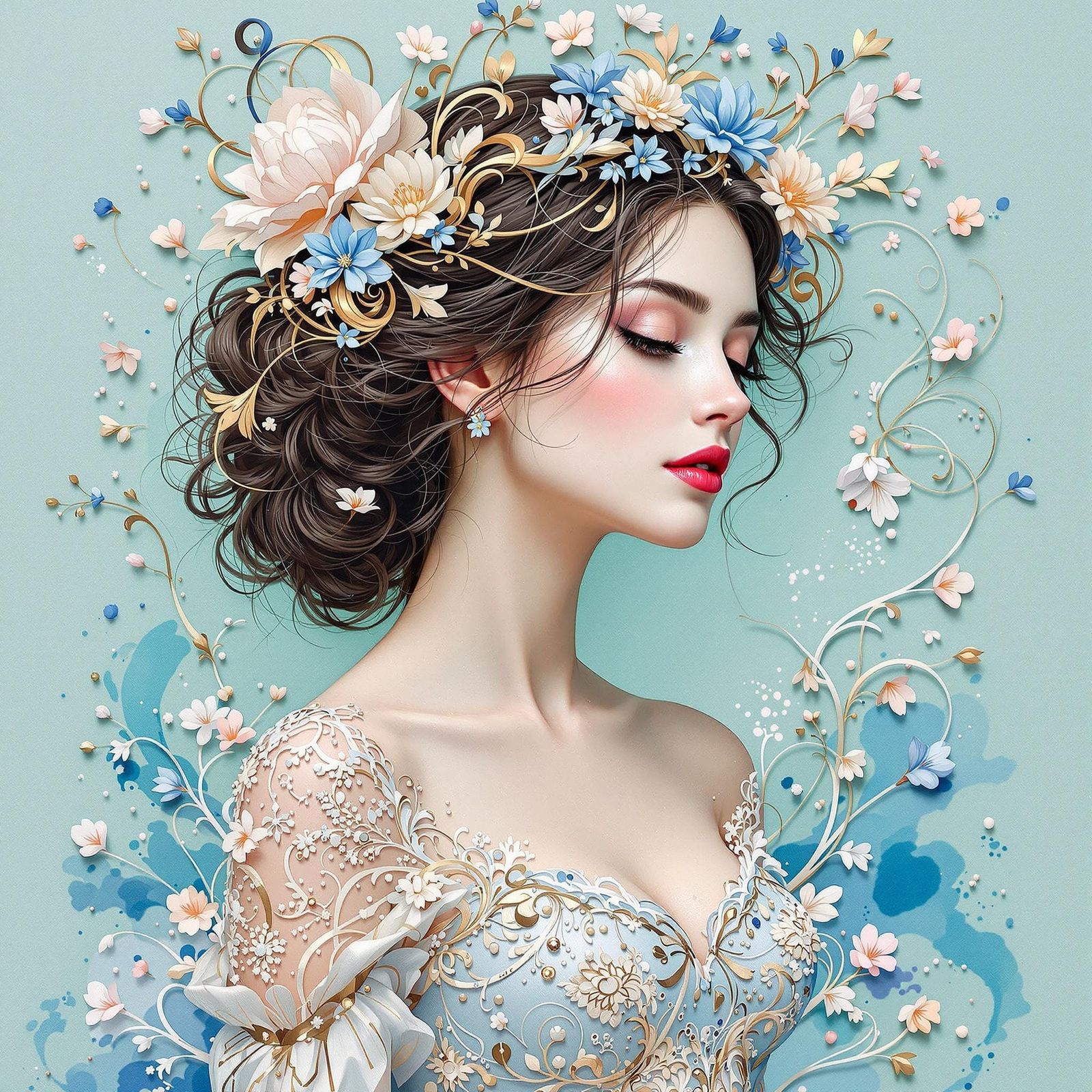 Ethereal Bas Relief Artwork in Pastel Hues