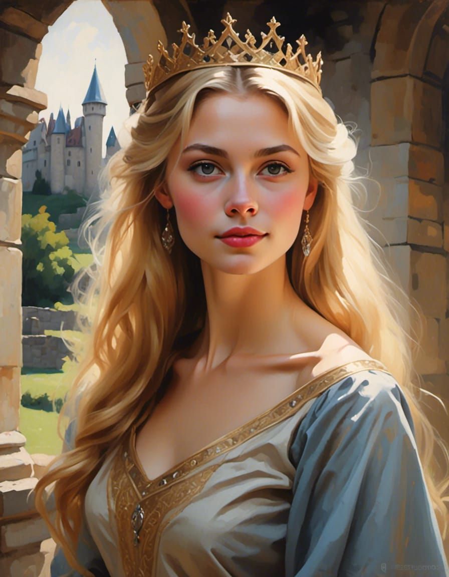 Young Princess Portrait in Medieval Setting