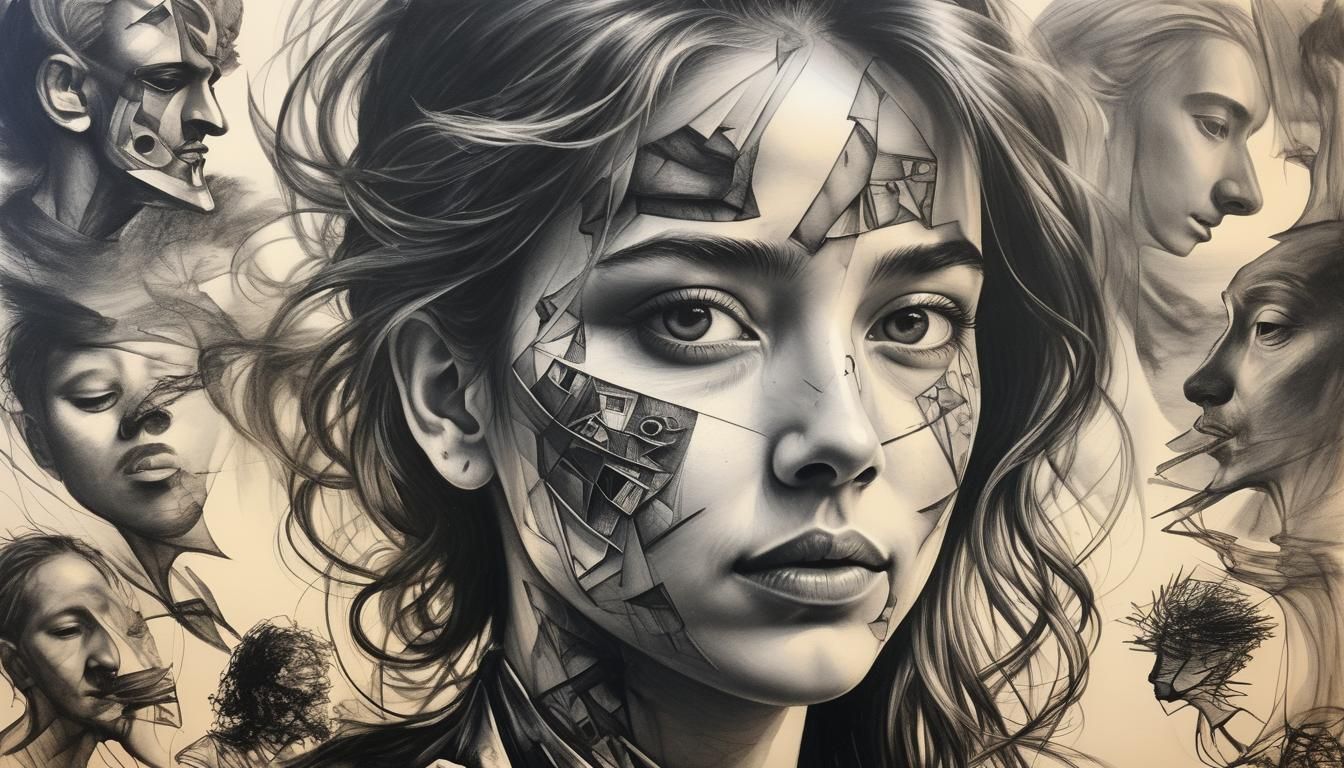 Surrealistic Charcoal Portrait with Zoom Effect
