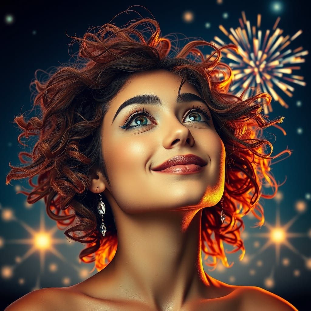 Enchanting Woman Radiates Joy in Hyper-Realistic Portrait