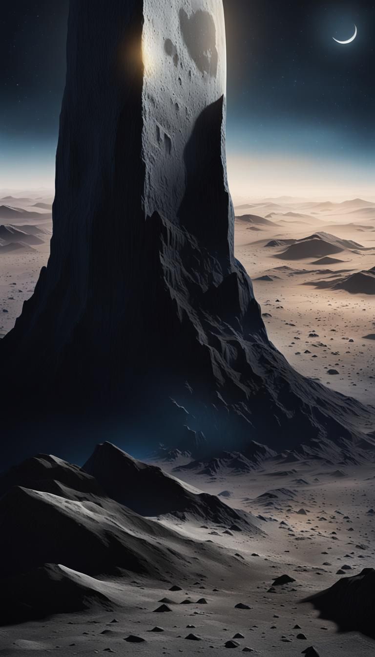 Monolith on the Moon in Hyperrealistic Style