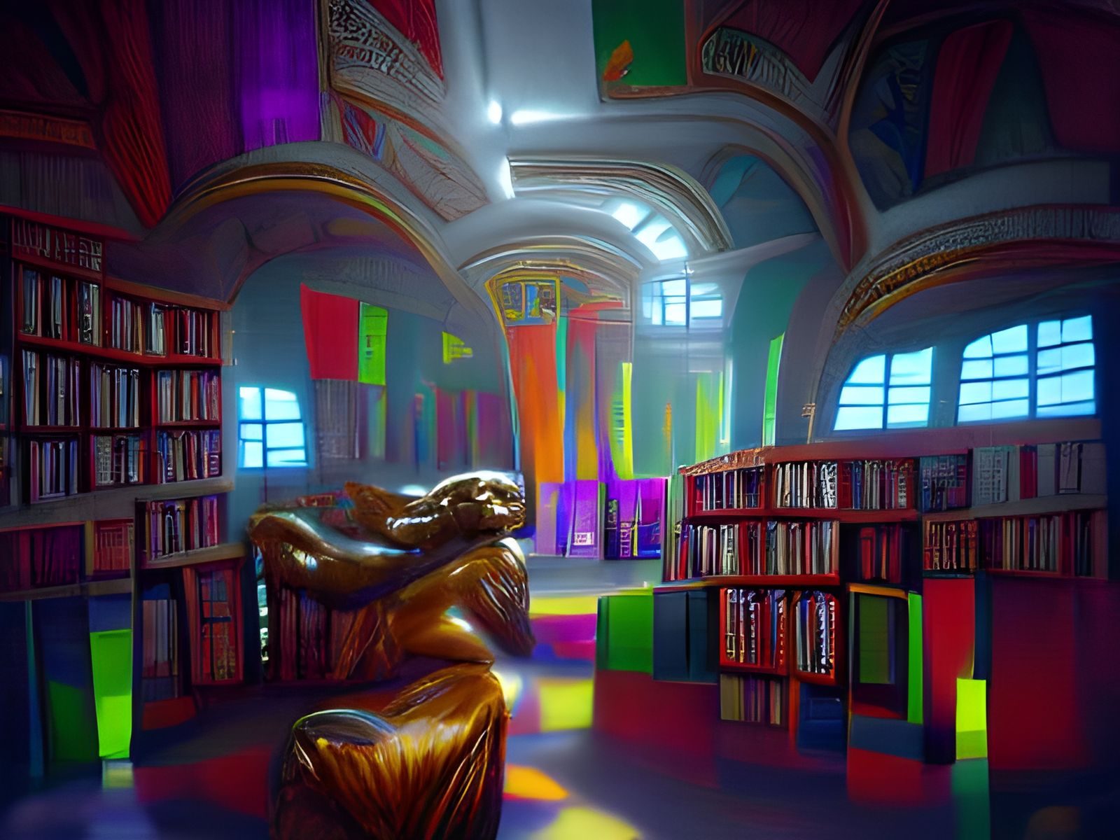 Grand Library Concept Art in Fauvism Style