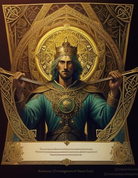 King of Swords Tarot Card in Baroque Style