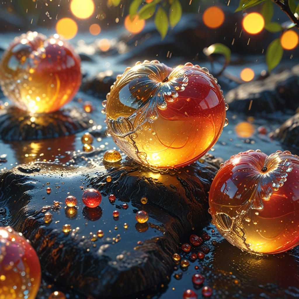 Animated Sea Waves with Glittering Fantasy Stones