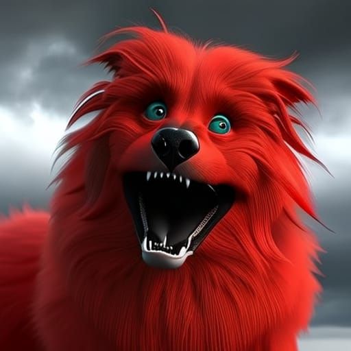 Wild Black Lipped Red Mountain Dog