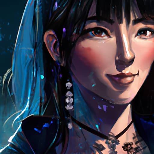 Gothic Asian Woman Portrait in Hyperdetailed Style