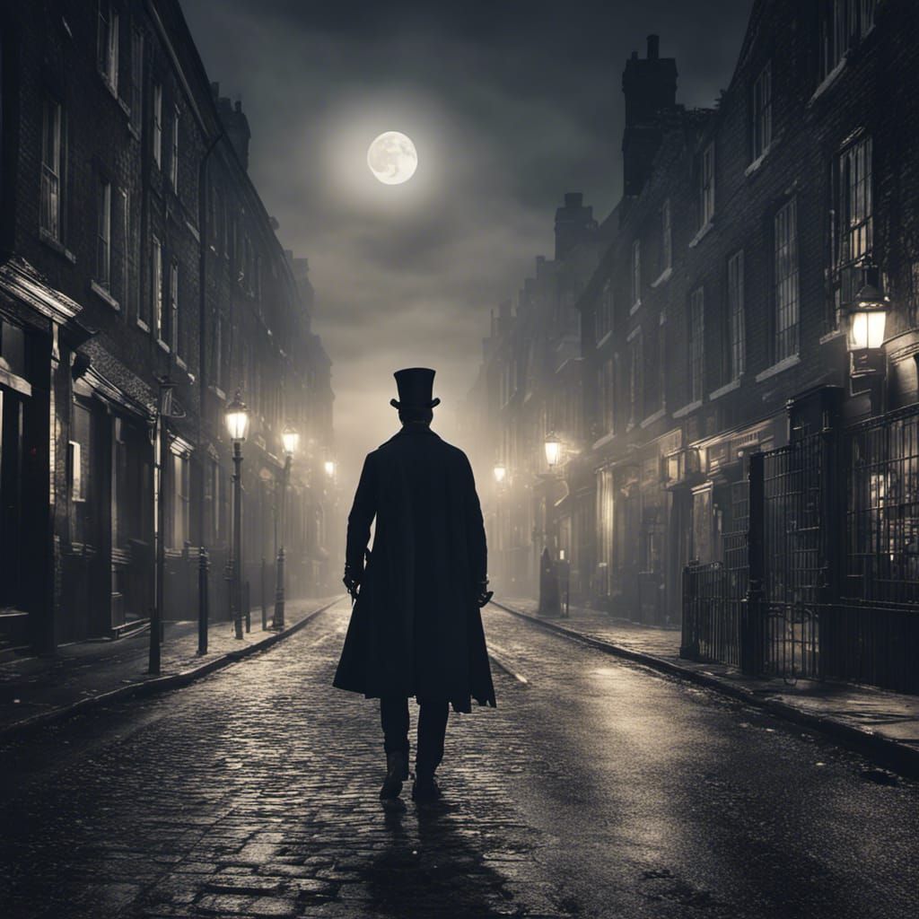 Misty London Street Scene with Jack the Ripper