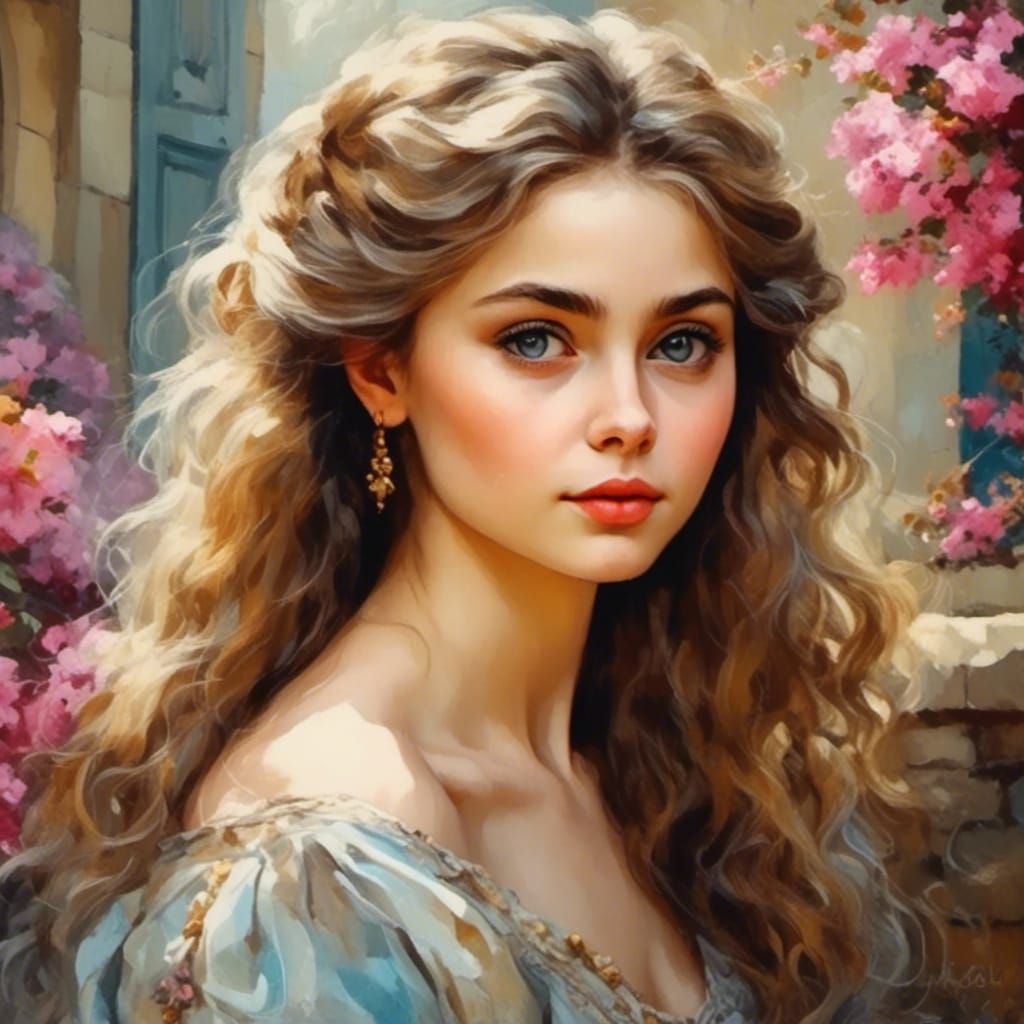 Beautiful Woman Portrait in Rococo Style
