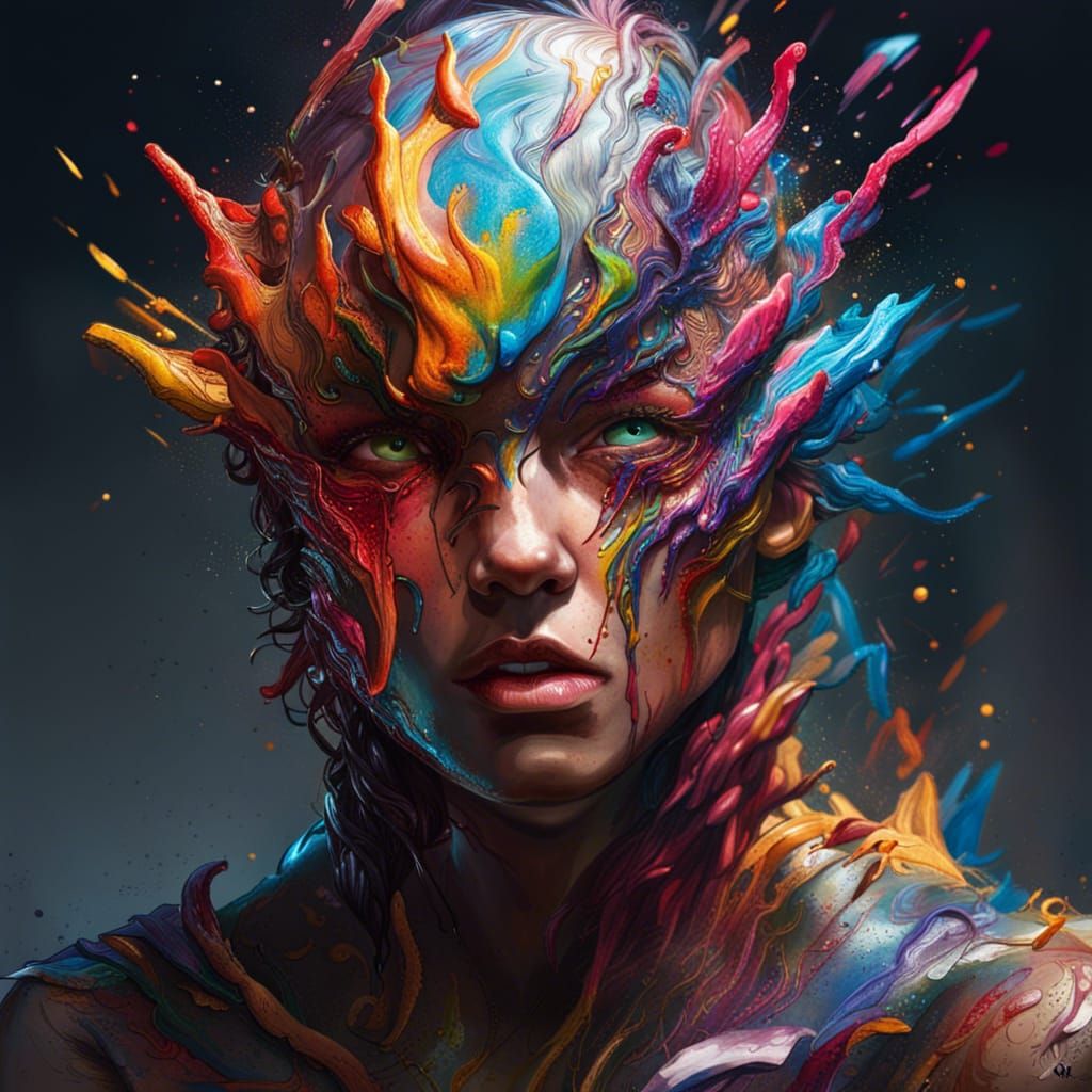 Hyperrealistic Personification of Sin in Splash Art