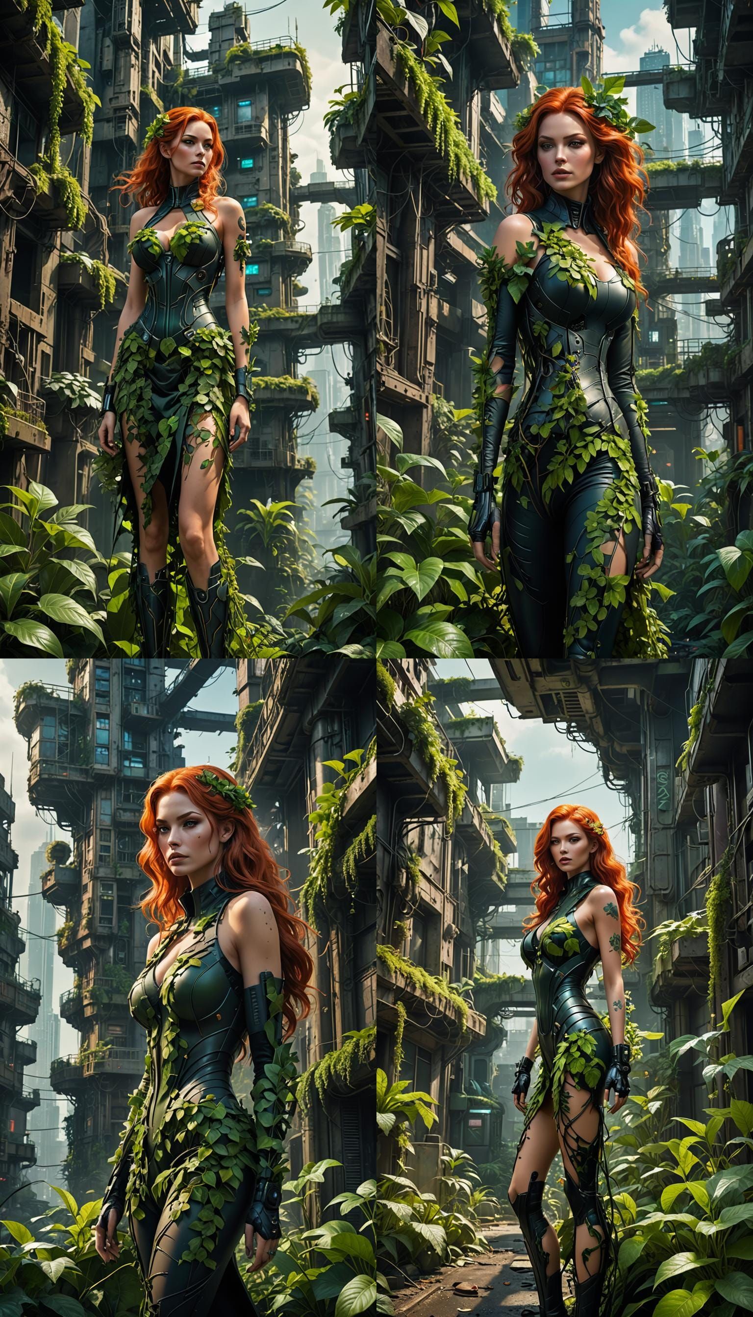 Cyberpunk Poison Ivy in Abandoned City