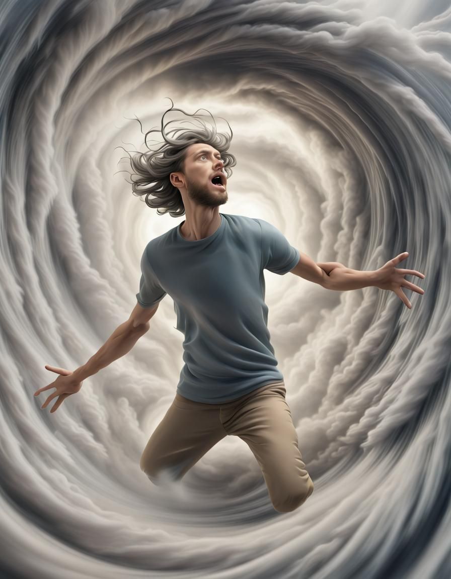 Person in a Whirlwind with 3D Shading