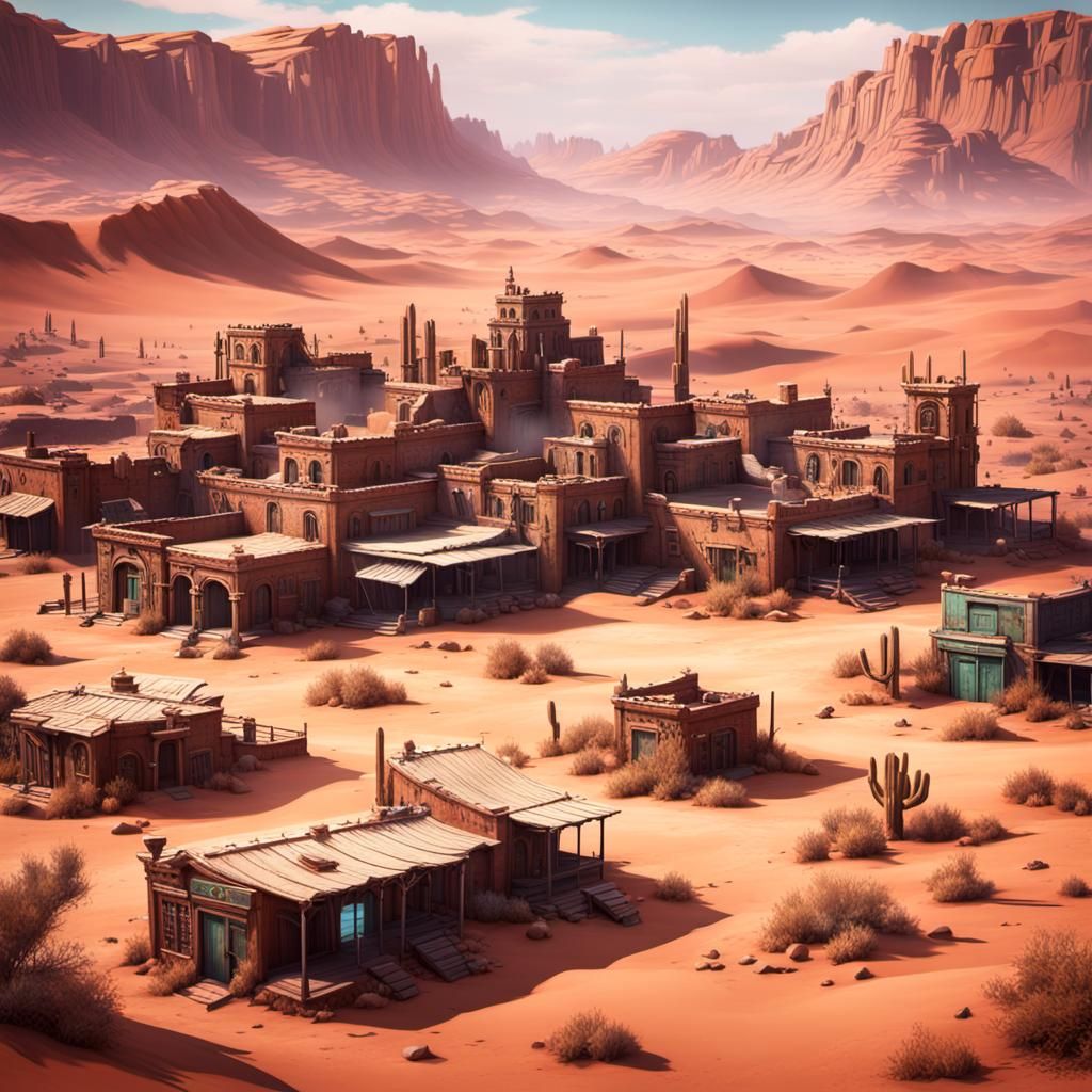 Desert Ghost Town Fantasy Concept Art