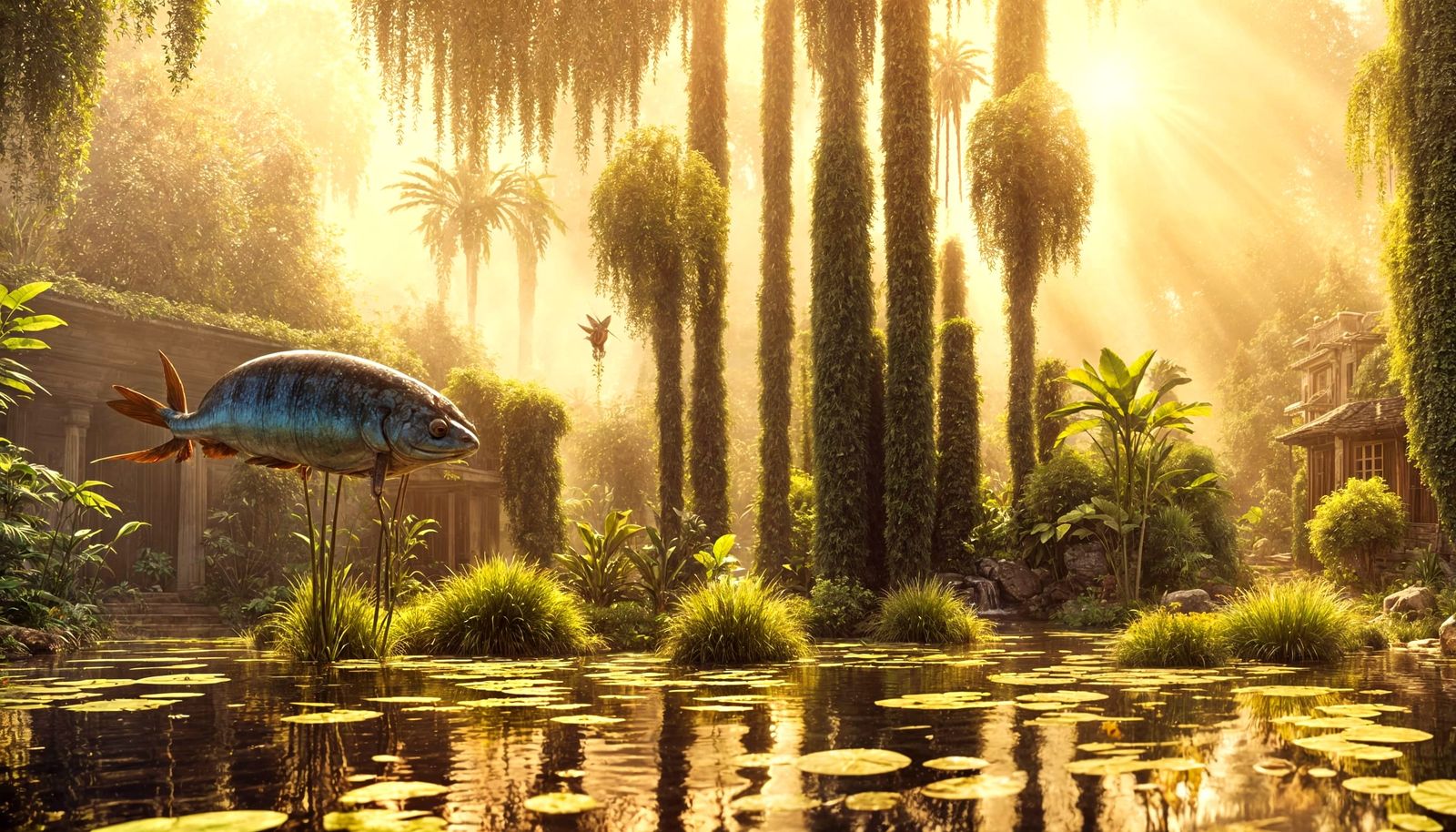 Surreal Garden Visit with Non-Human Being