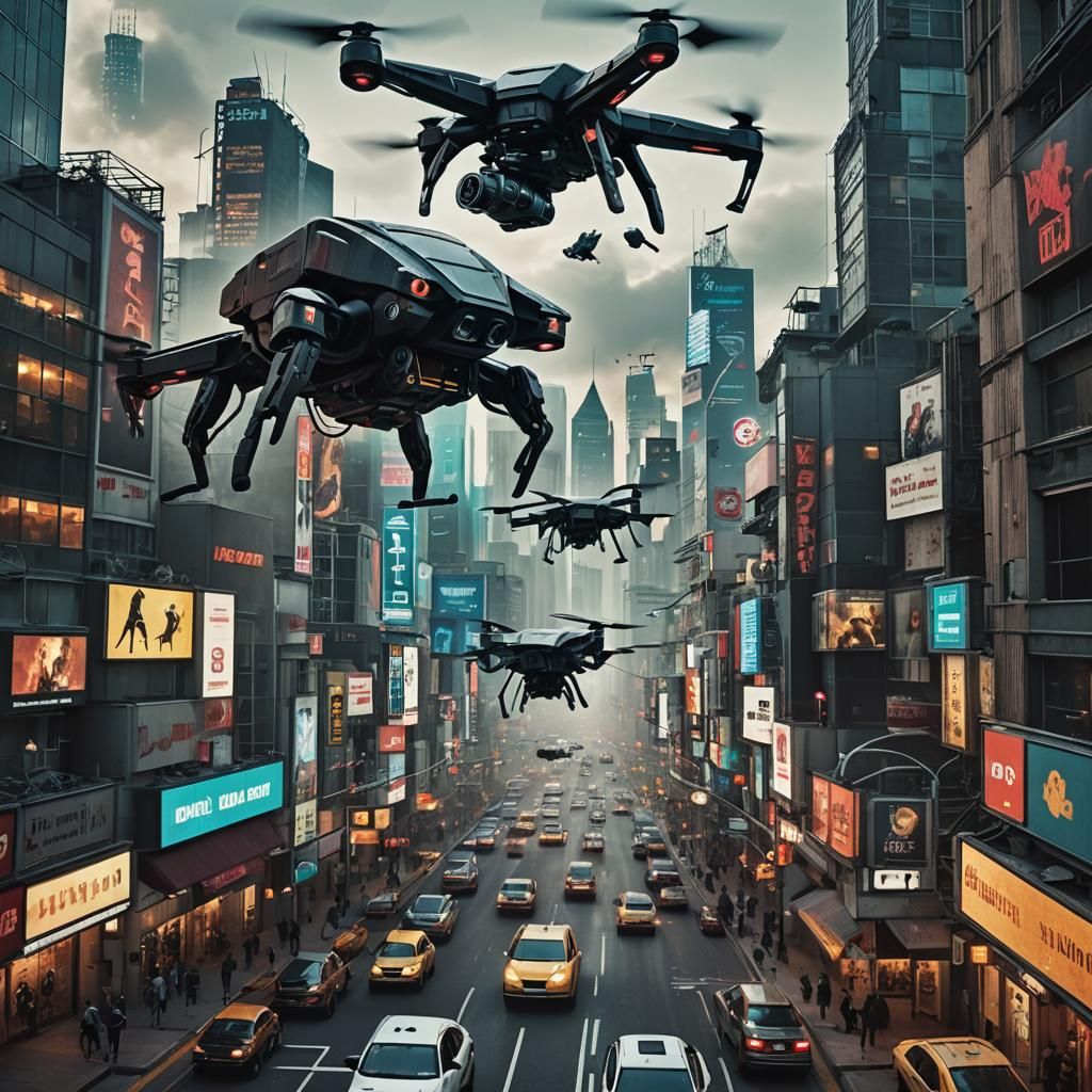 City in Disarray: AI Takeover in Cinematic Style