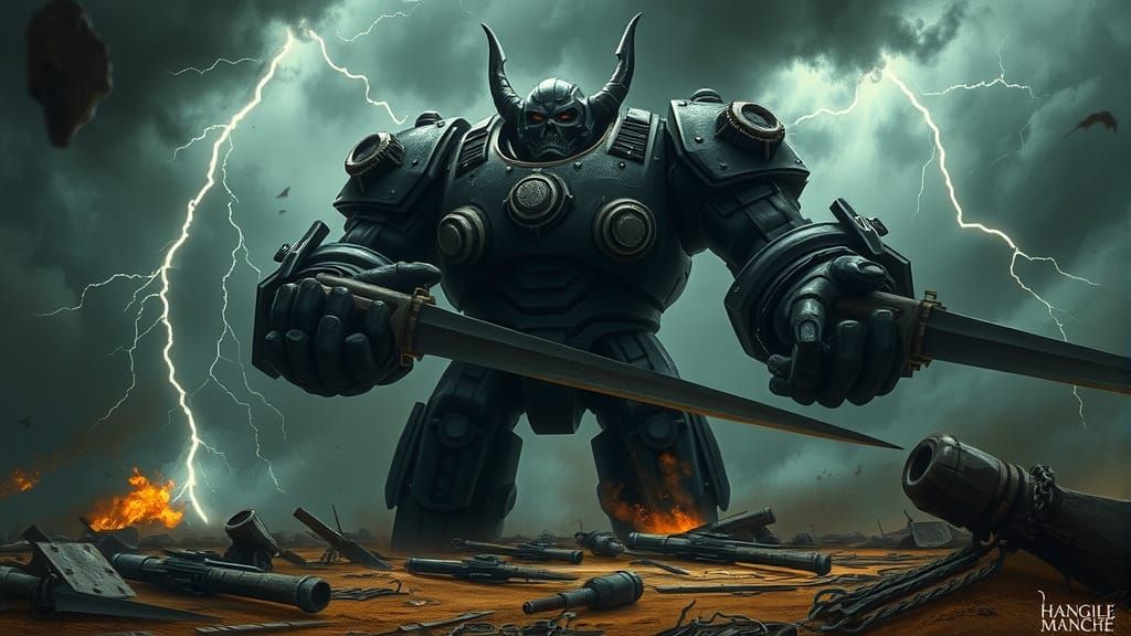 Colossal Juggernaut on War-Torn Battlefield