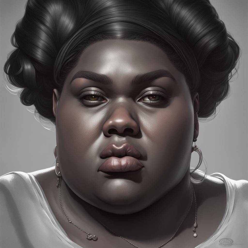 Detailed Portrait of a Plus-Size Woman in Art Nouveau Style