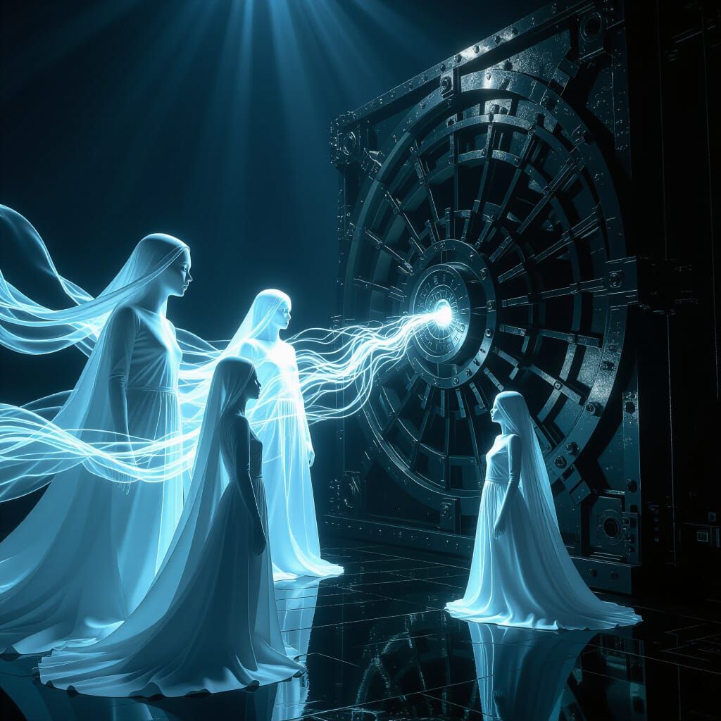 Ethereal Souls Feed Dark Machine in Hyperrealistic Art