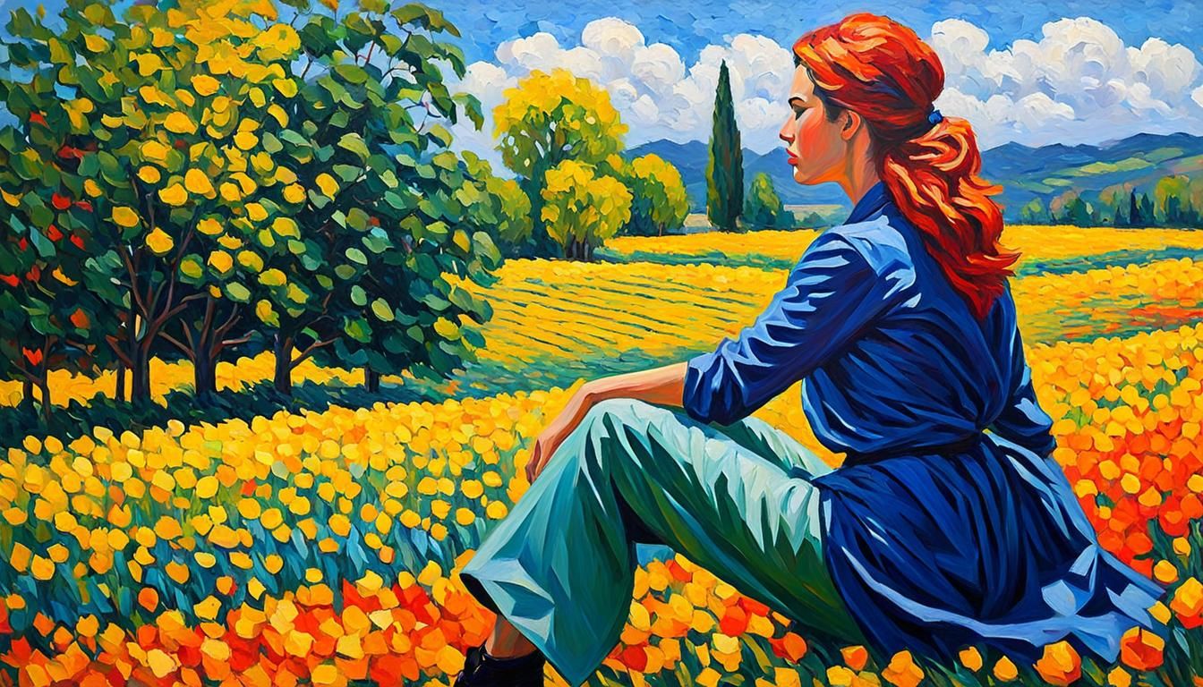 Unstoppable Model: Neo-Impressionist Oil Painting